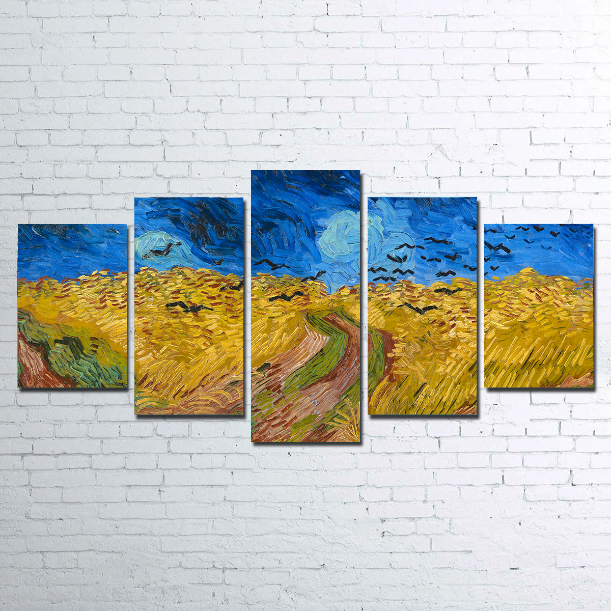 Korenveld met kraaien Wall Art