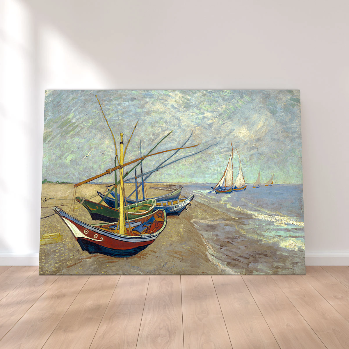 Vissersboten op het strand van Les Saintes-Maries-de-la-Mer Wall Art