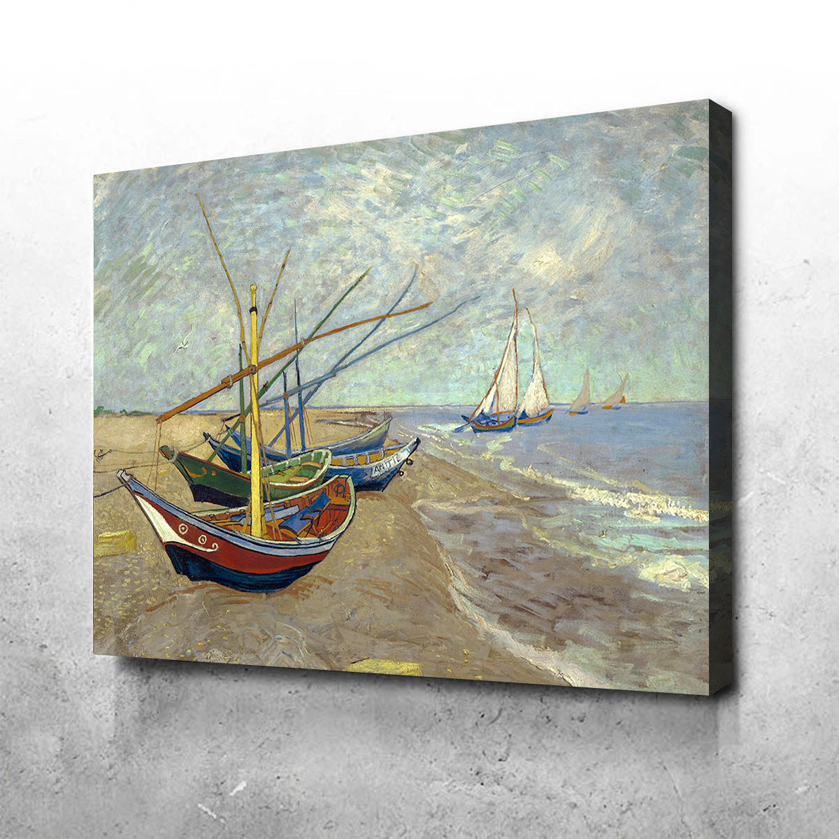 Vissersboten op het strand van Les Saintes-Maries-de-la-Mer Wall Art