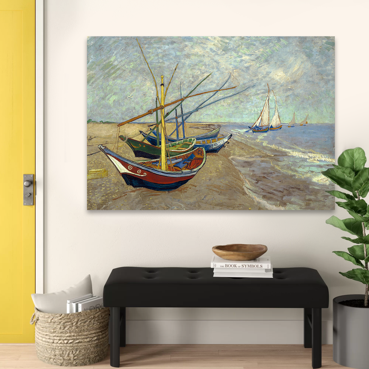 Vissersboten op het strand van Les Saintes-Maries-de-la-Mer Wall Art