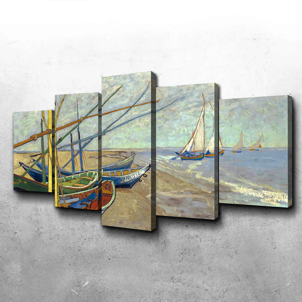 Vissersboten op het strand van Les Saintes-Maries-de-la-Mer Wall Art