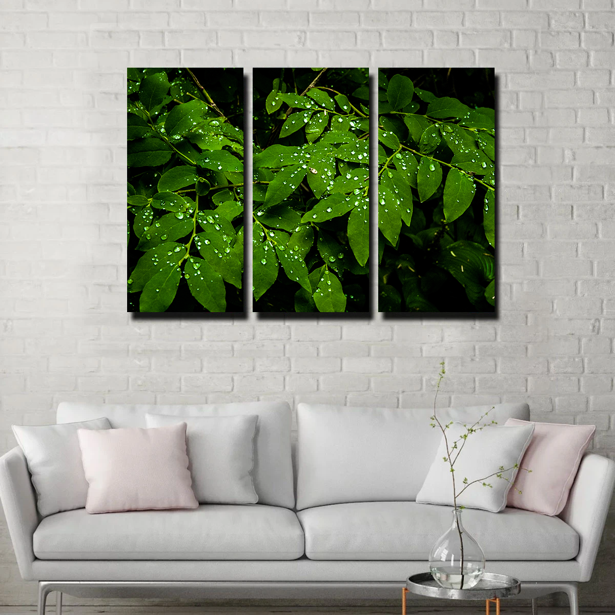 Rain Drops on Leaves Wall Art