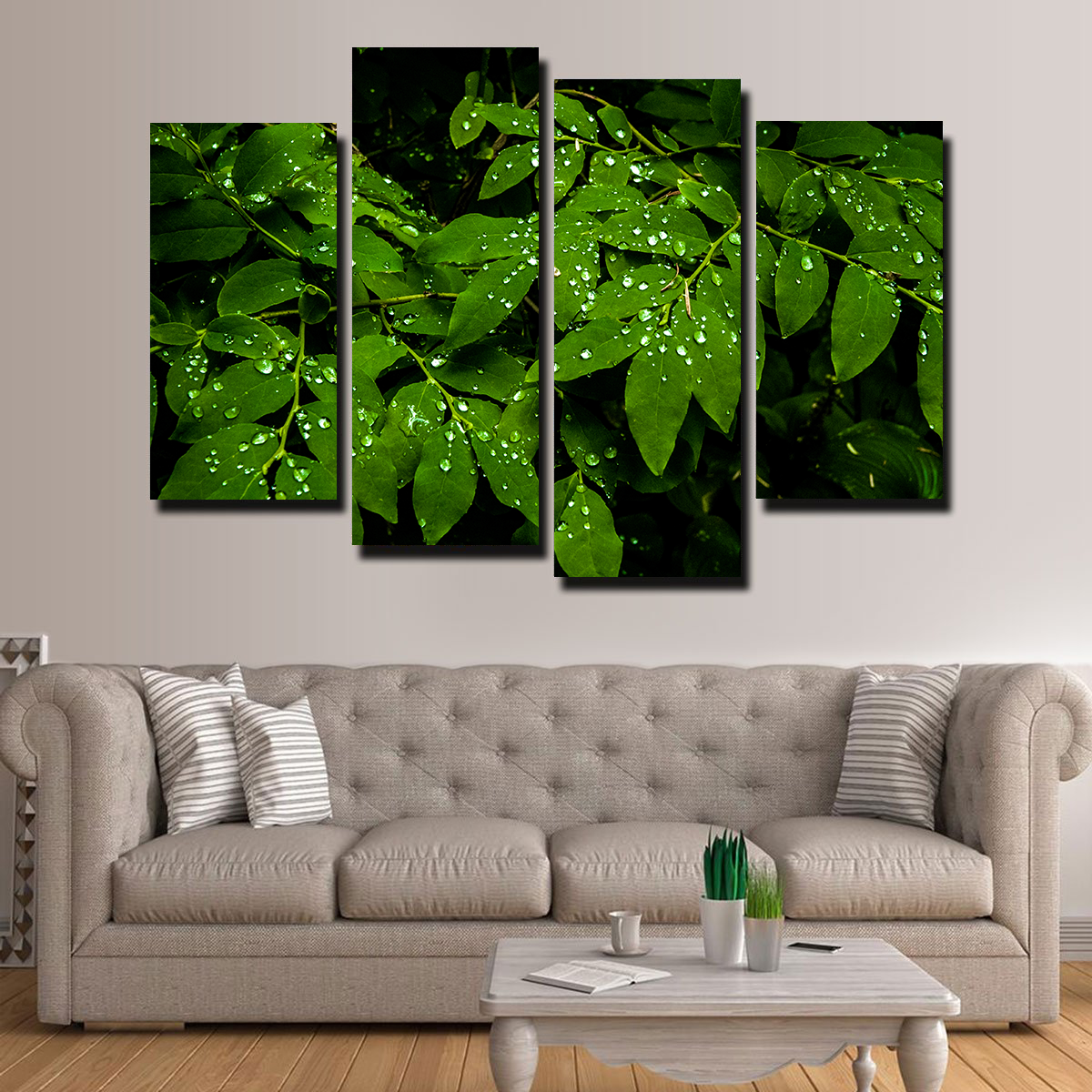 Rain Drops on Leaves Wall Art