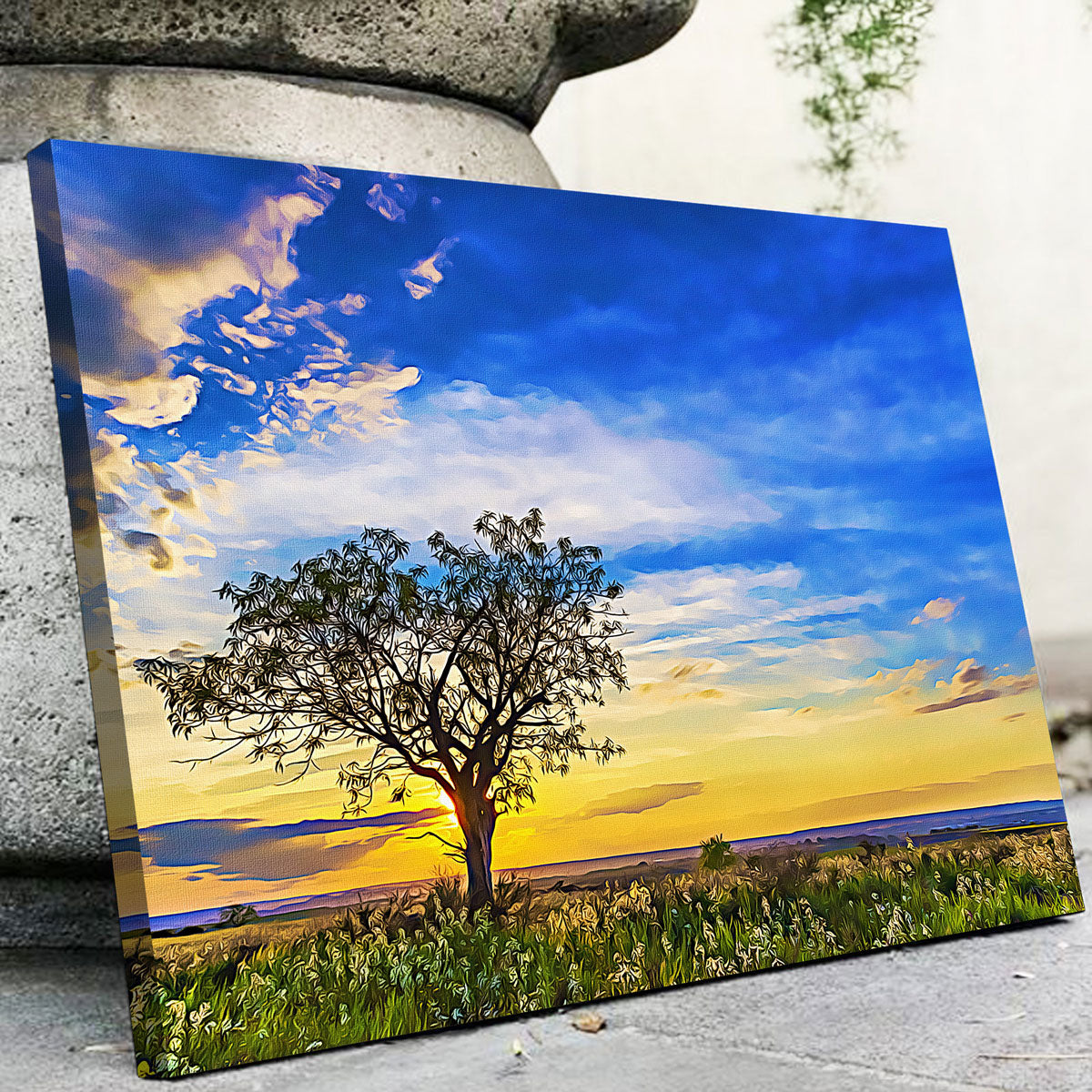 Solitary Tree At Sundown Wall Art