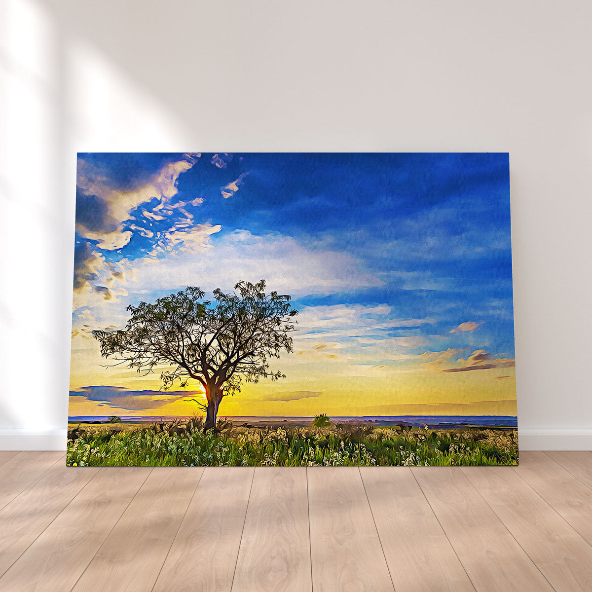 Solitary Tree At Sundown Wall Art