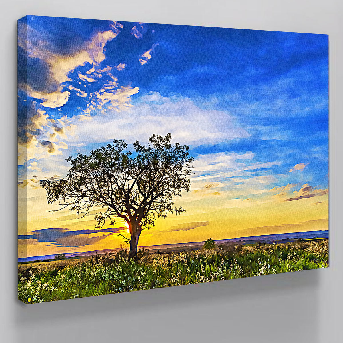 Solitary Tree At Sundown Wall Art