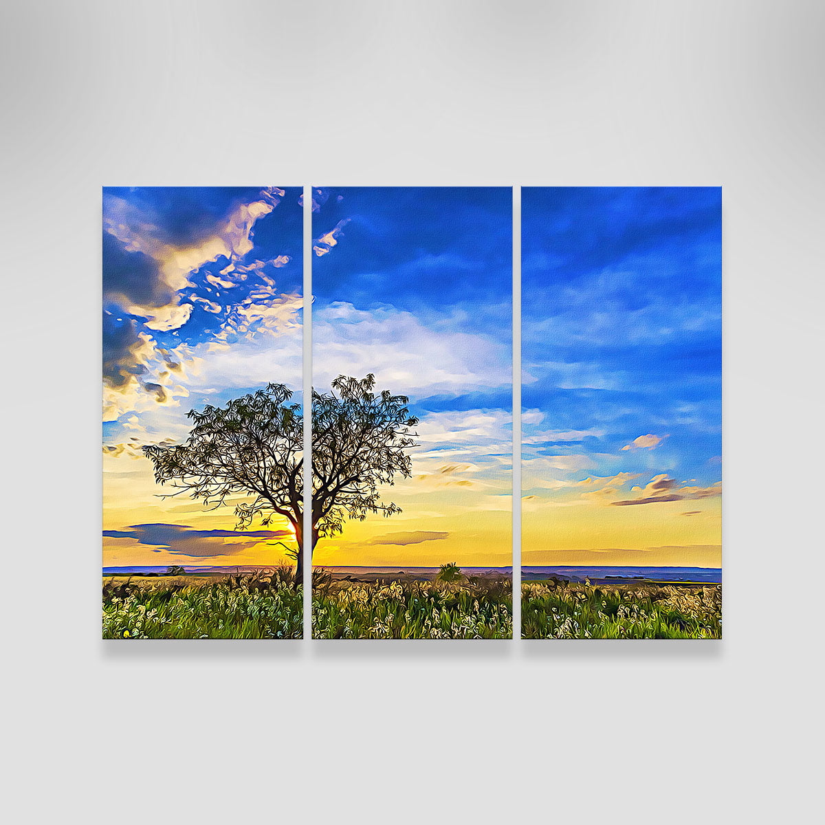 Solitary Tree At Sundown Wall Art