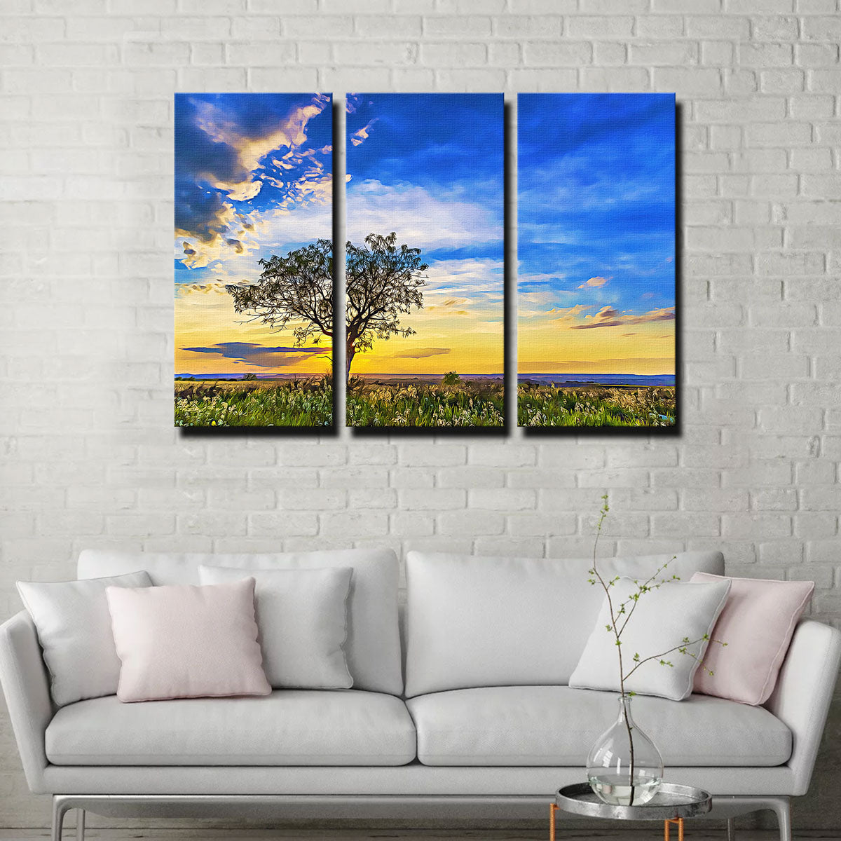 Solitary Tree At Sundown Wall Art