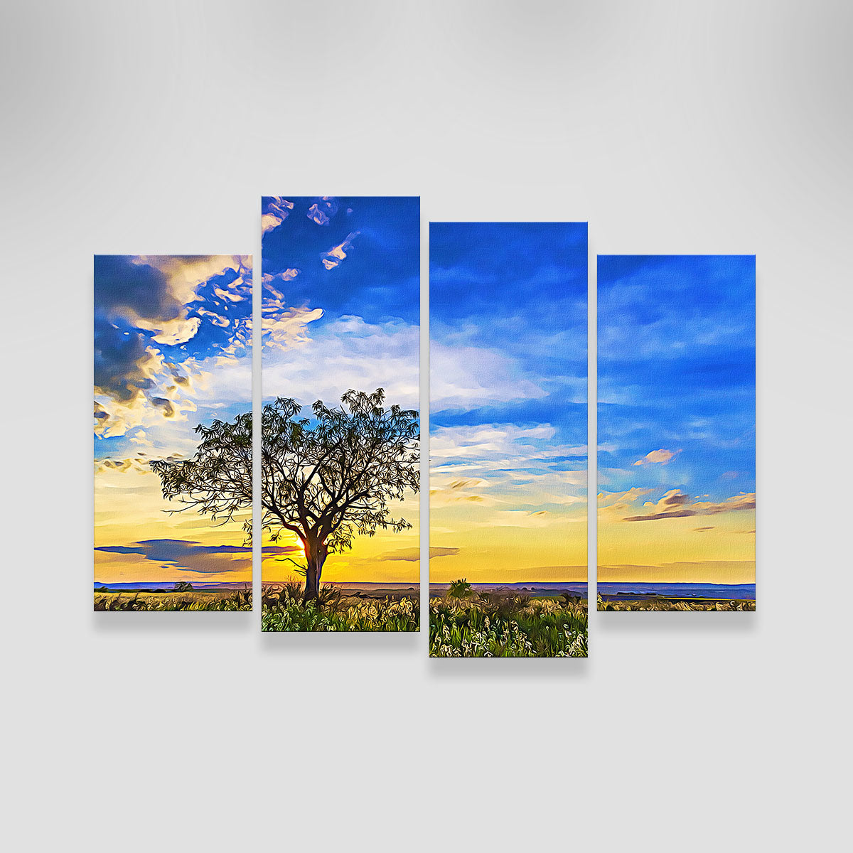 Solitary Tree At Sundown Wall Art