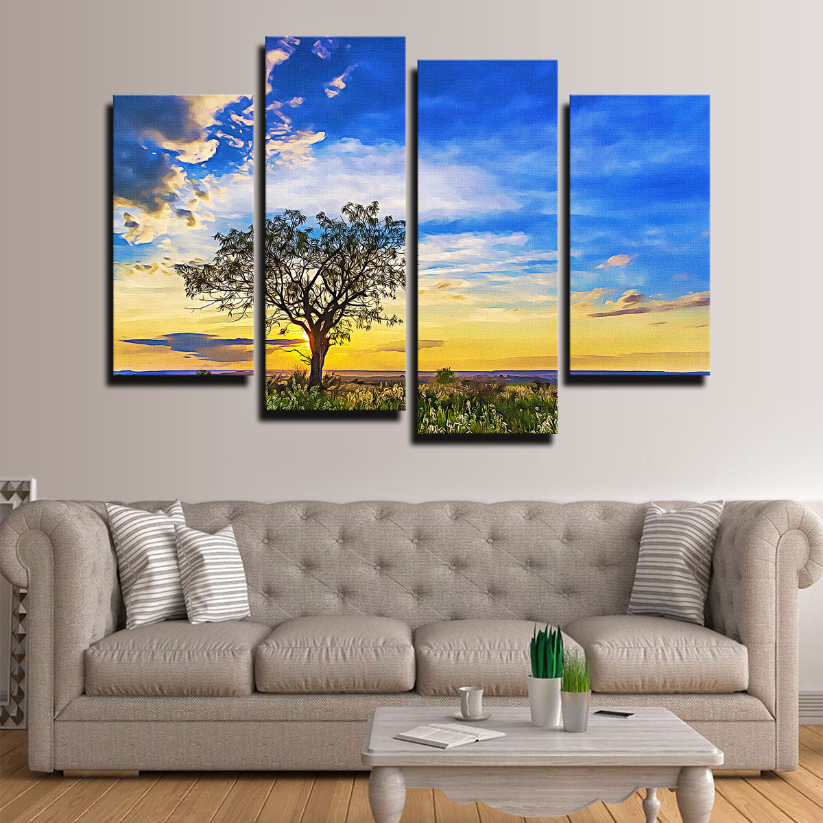 Solitary Tree At Sundown Wall Art