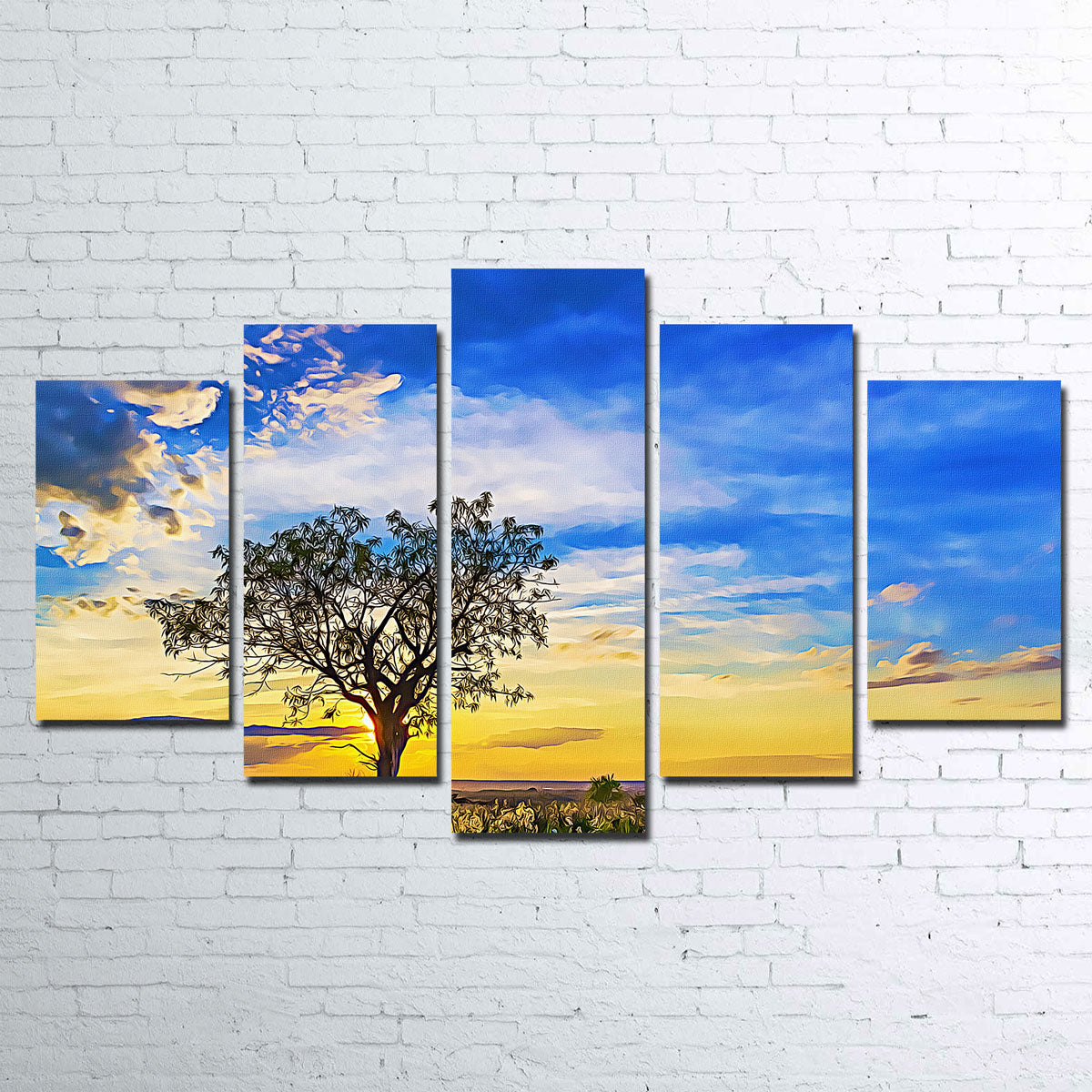 Solitary Tree At Sundown Wall Art