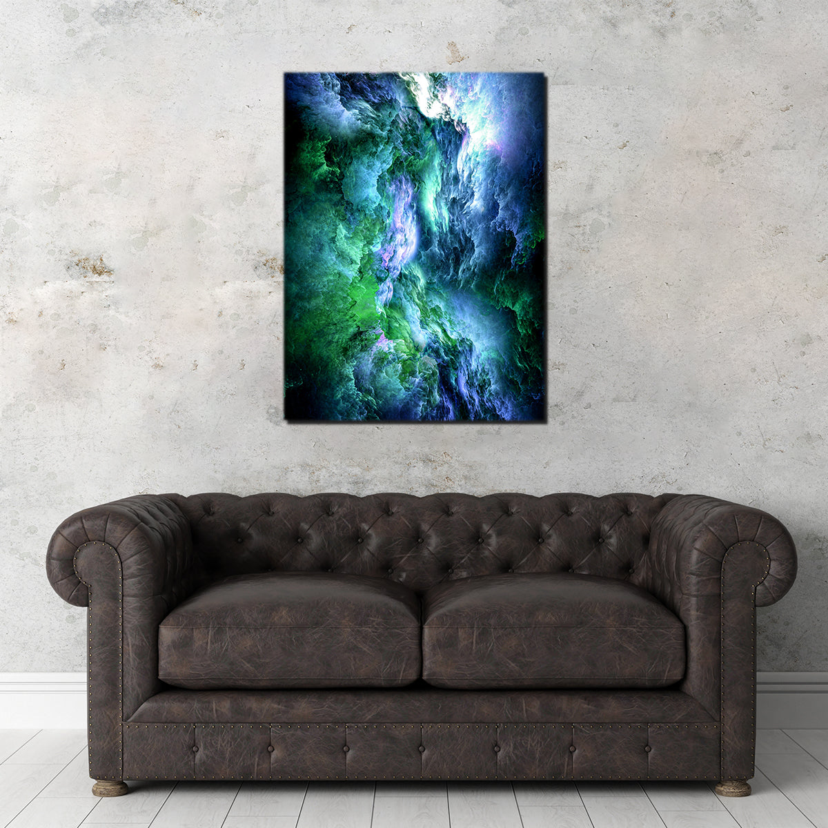Space Dust Nebula Green Wall Art
