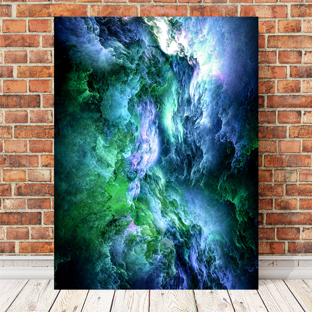 Space Dust Nebula Green Wall Art