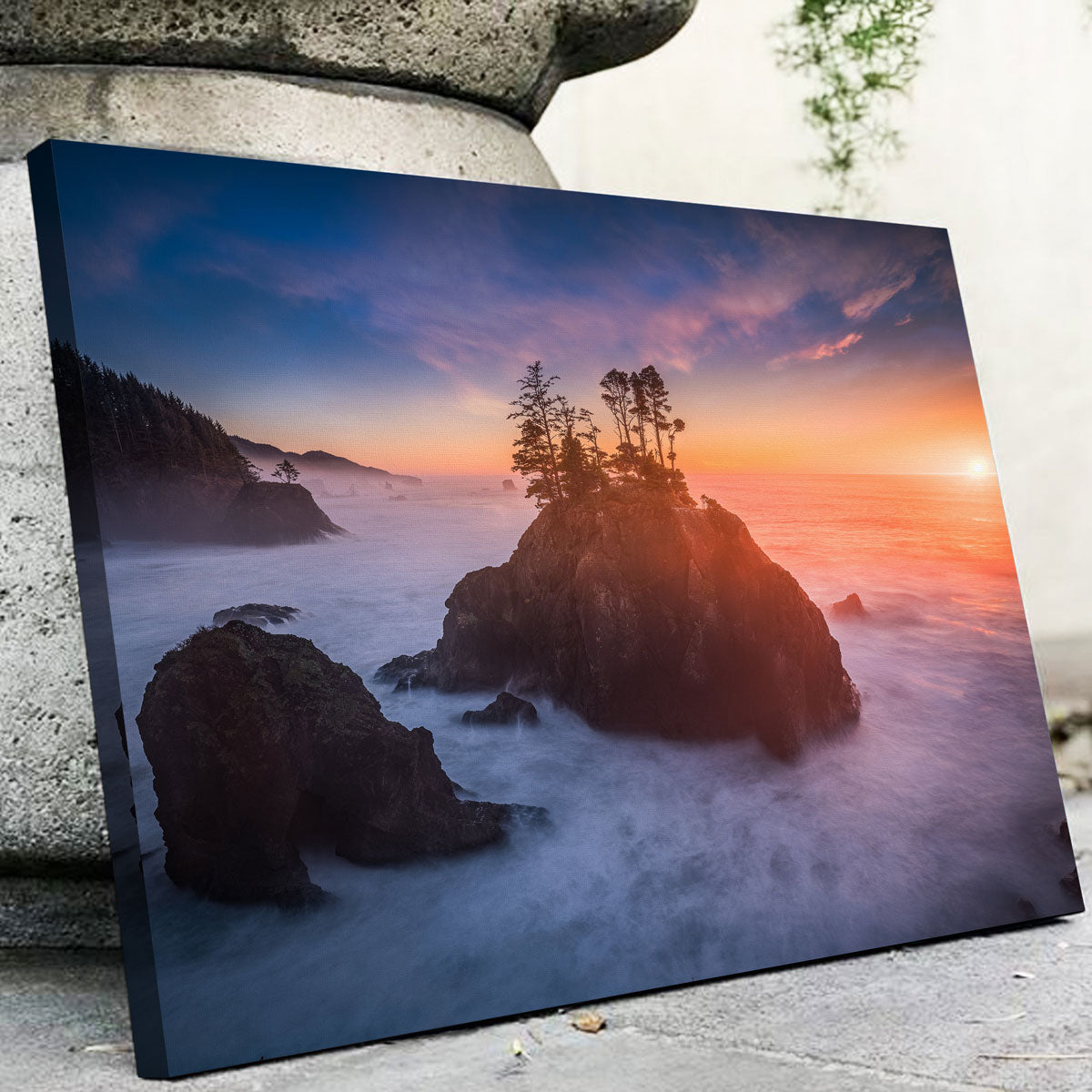 Sunset and Sea Stacks Wall Art