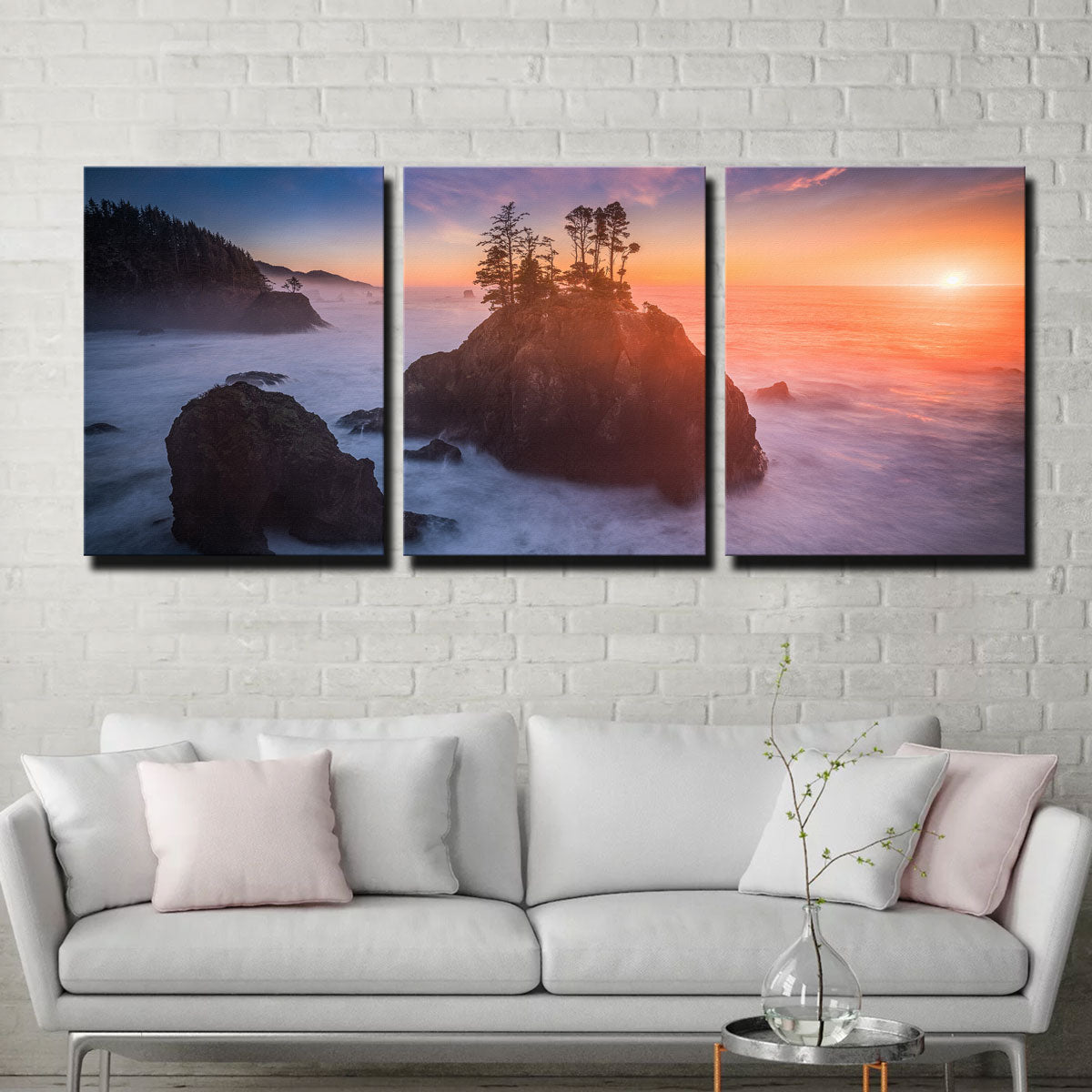Sunset and Sea Stacks Wall Art