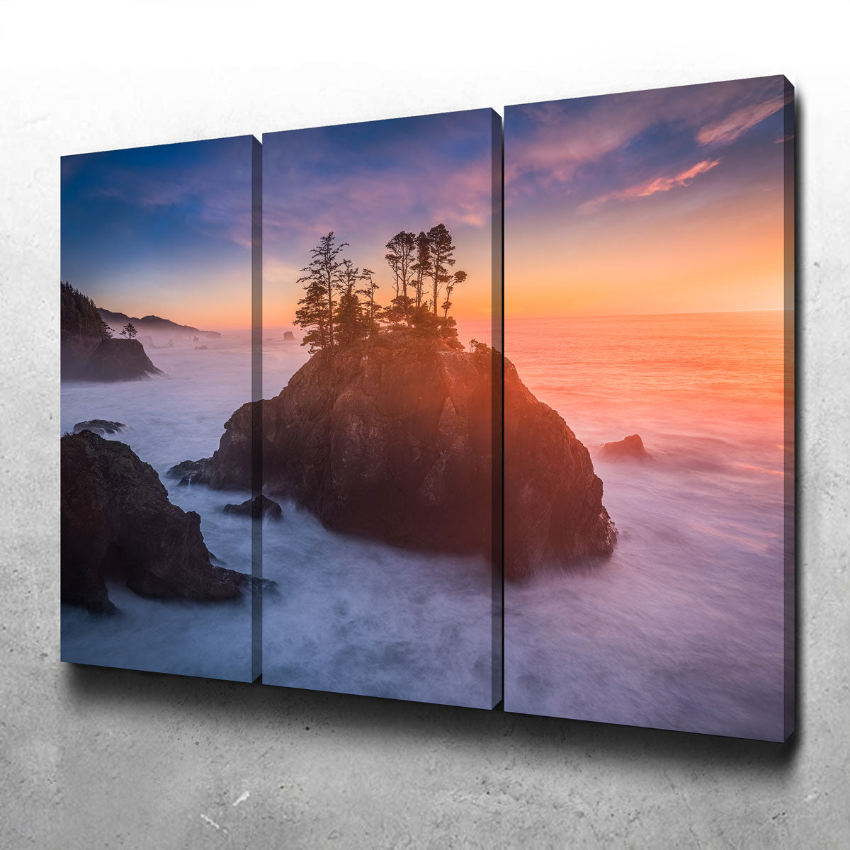 Sunset and Sea Stacks Wall Art