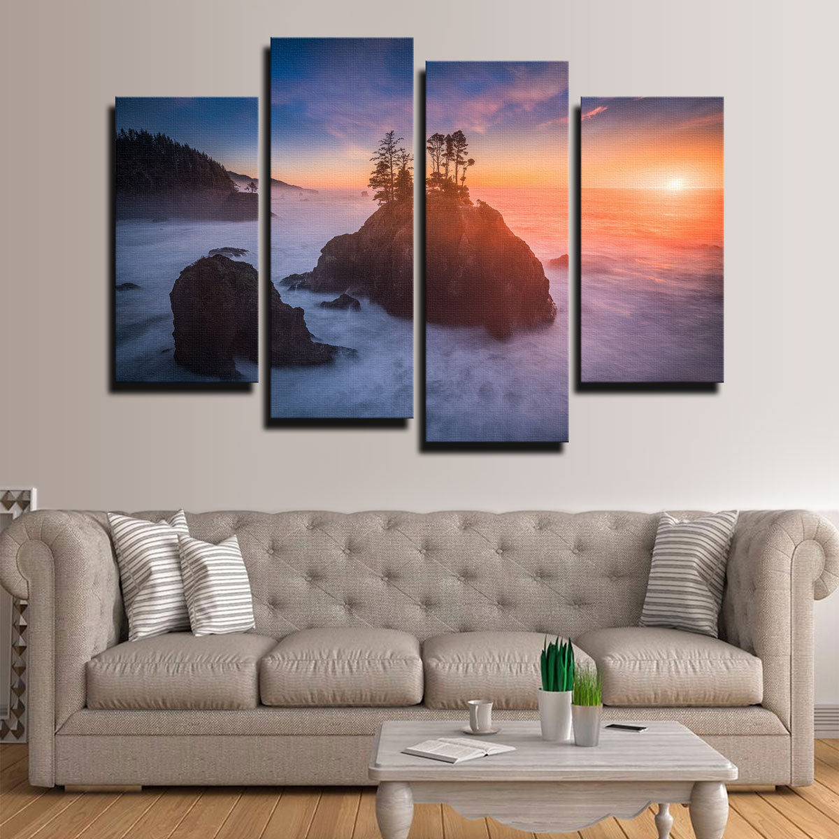 Sunset and Sea Stacks Wall Art