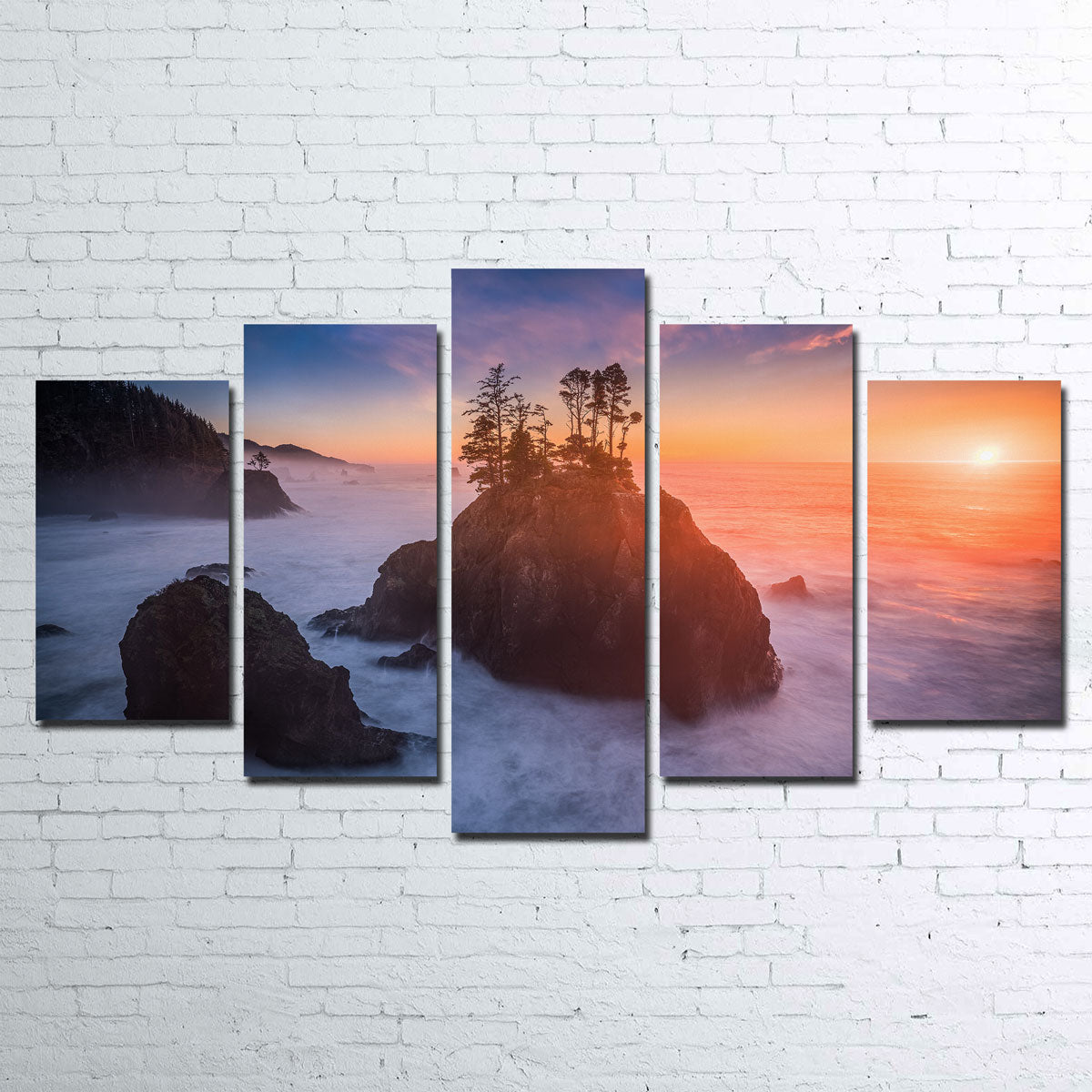 Sunset and Sea Stacks Wall Art