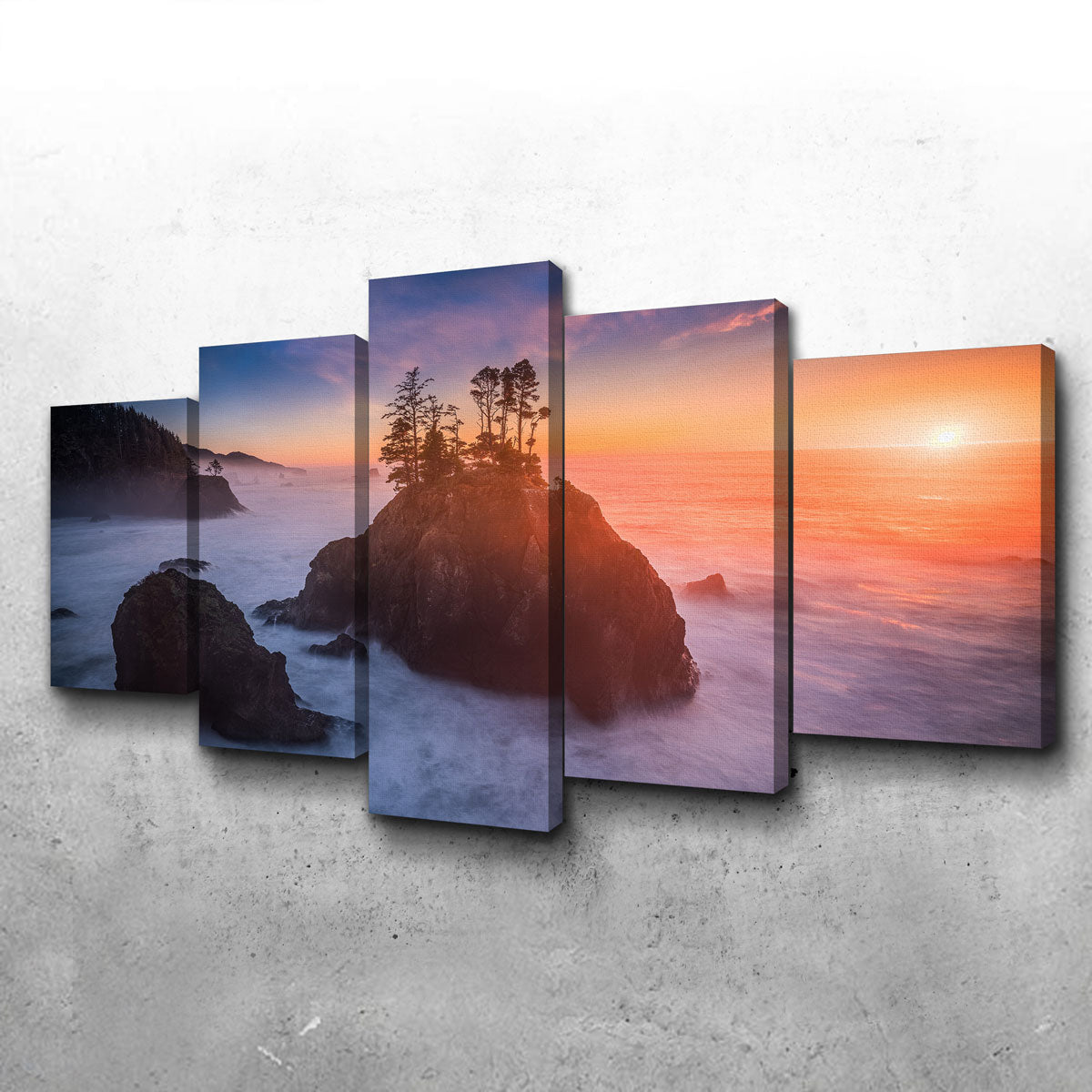 Sunset and Sea Stacks Wall Art