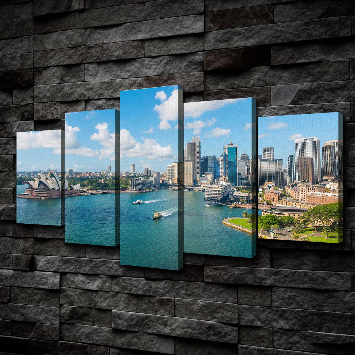 Sydney Skyline 5 Piece Wall Art