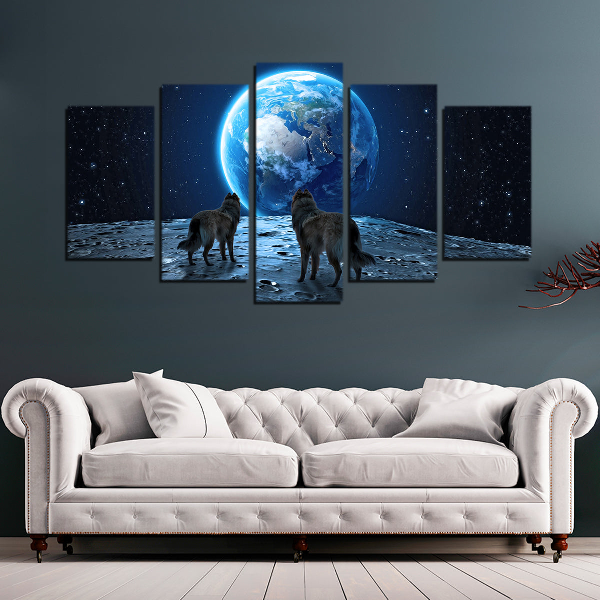 Wolves on the Moon Wall Art