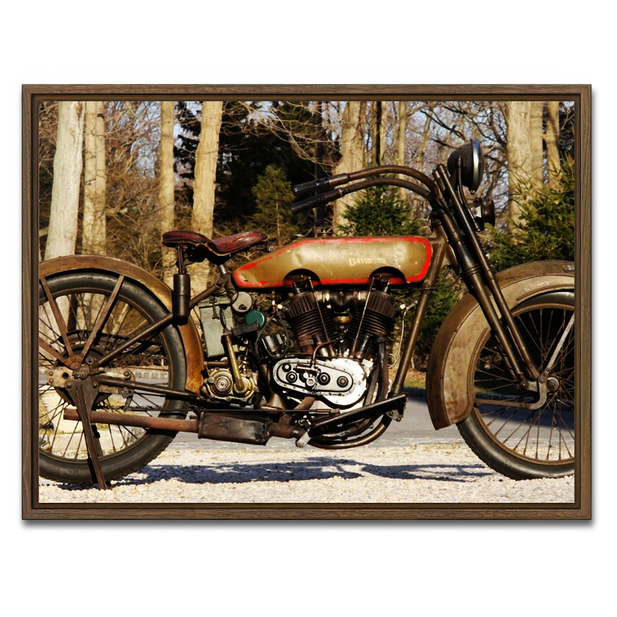 AUTO-MOCKUP WHITE | 1920's Harley Davidson | 1 Piece | Walnut Framed Canvas | group=4x3