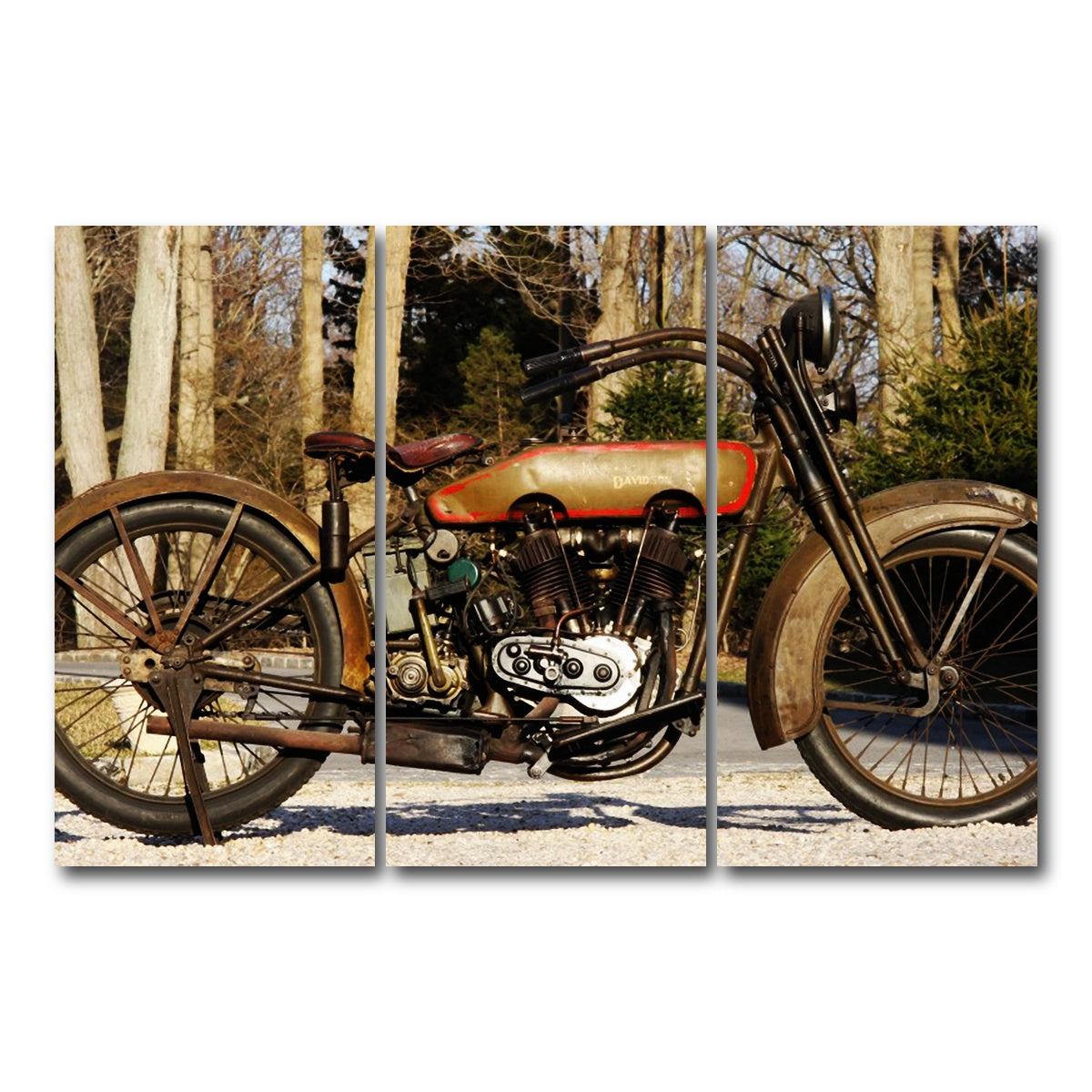 AUTO-MOCKUP WHITE | 1920's Harley Davidson | 3 Piece | Gallery Wrap Canvas | group=12x24