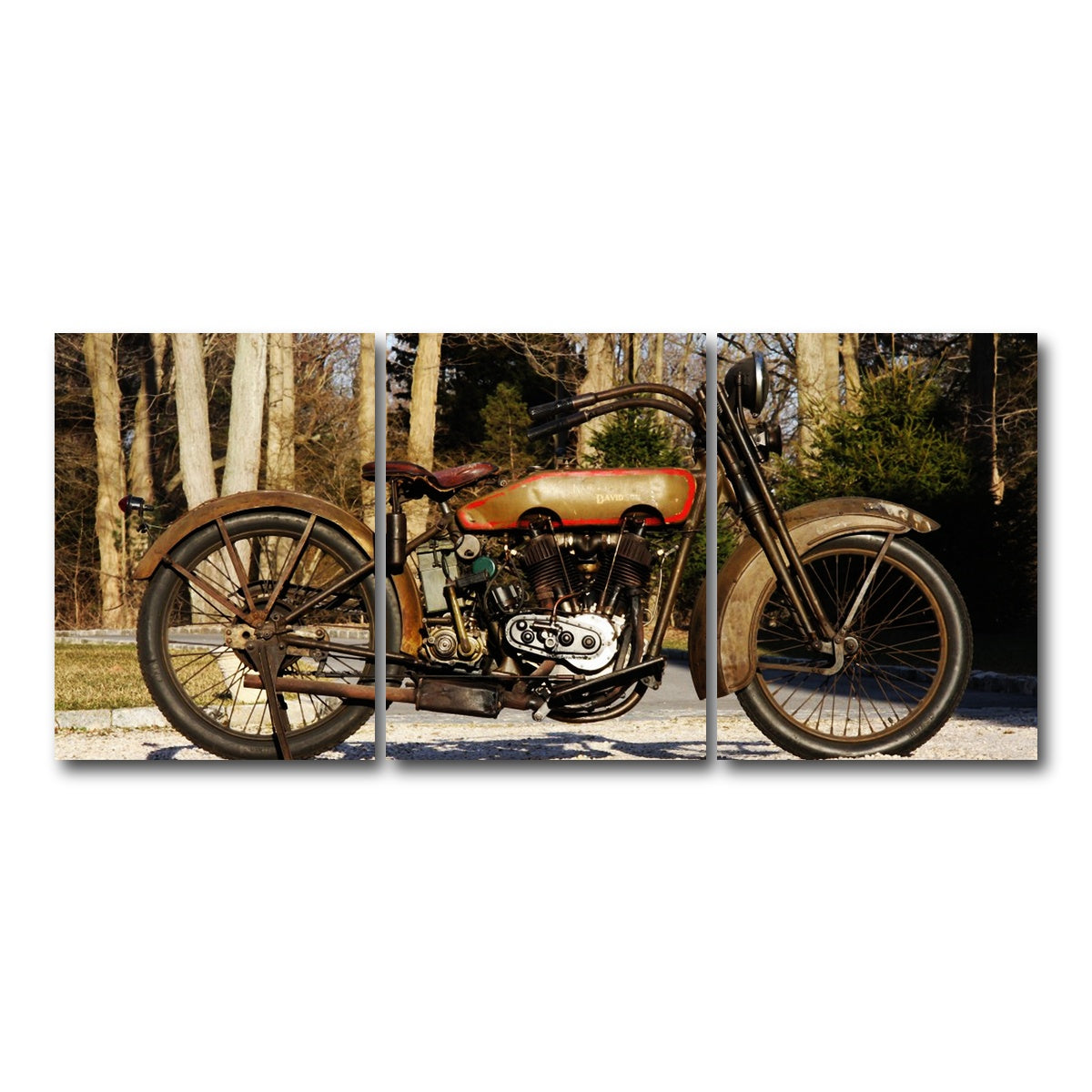 AUTO-MOCKUP WHITE | 1920's Harley Davidson | 3 Piece | Gallery Wrap Canvas | group=18x24