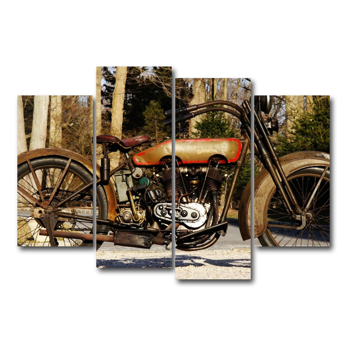 AUTO-MOCKUP WHITE | 1920's Harley Davidson | 4 Piece | Gallery Wrap Canvas | group=4_short