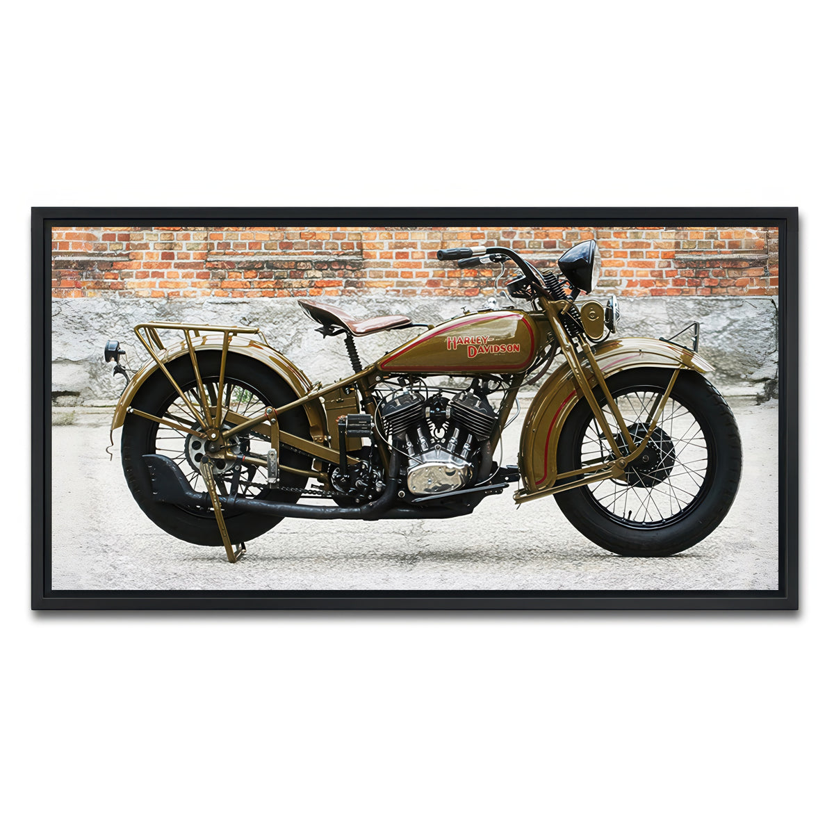 AUTO-MOCKUP WHITE | 1930's Harley Davidson | 1 Piece | Black Frame | group=2x1