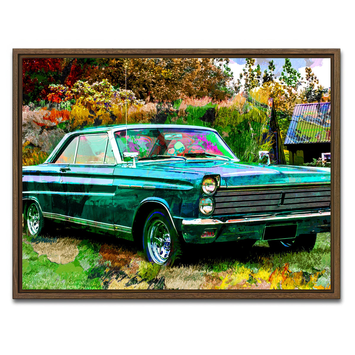 AUTO-MOCKUP WHITE | 1965 Mercury Comet Wall Art | 1 Piece | Walnut Frame | group=4x3