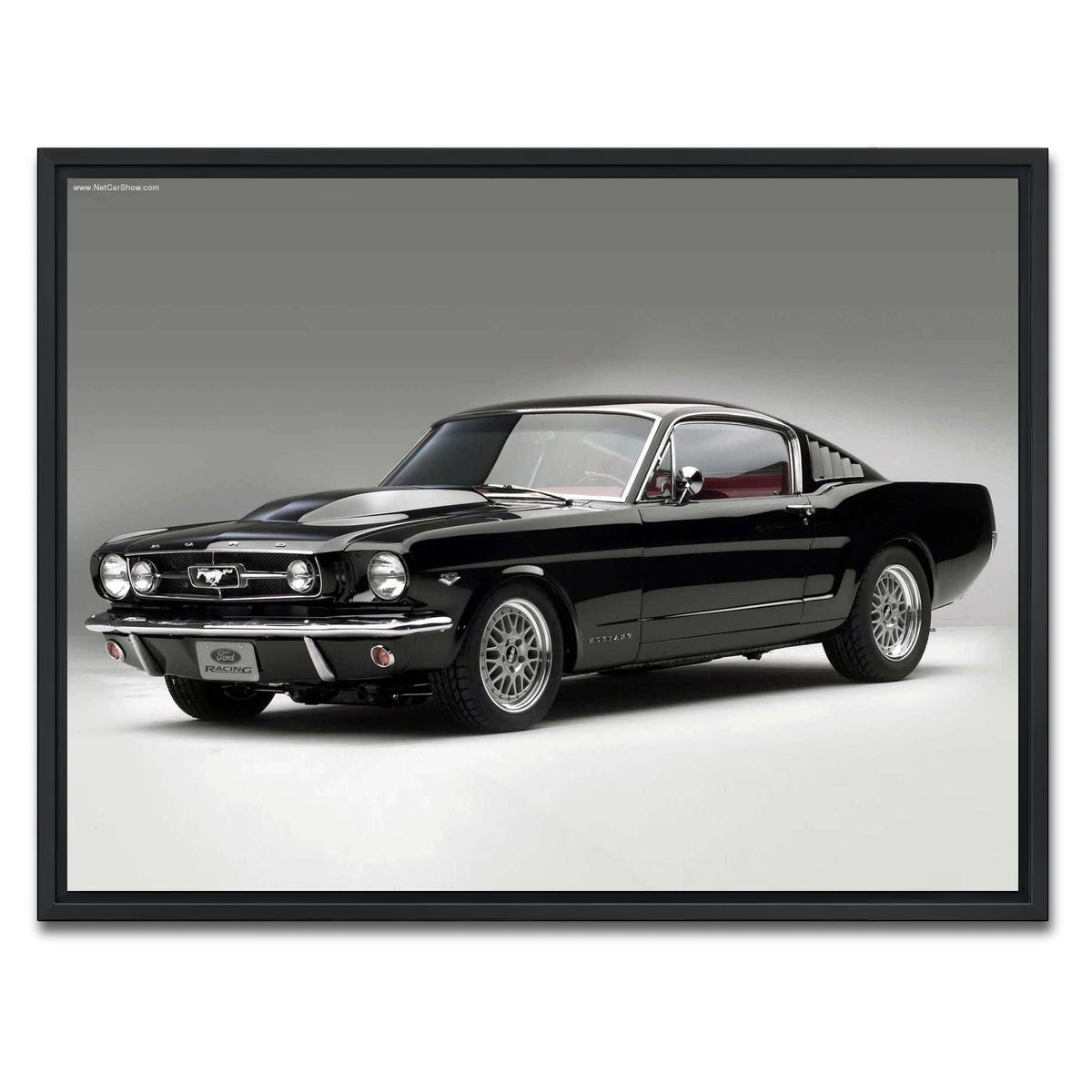 AUTO-MOCKUP WHITE | 1965 Mustang Fastback | 1 Piece | Black Framed Canvas | group=4x3