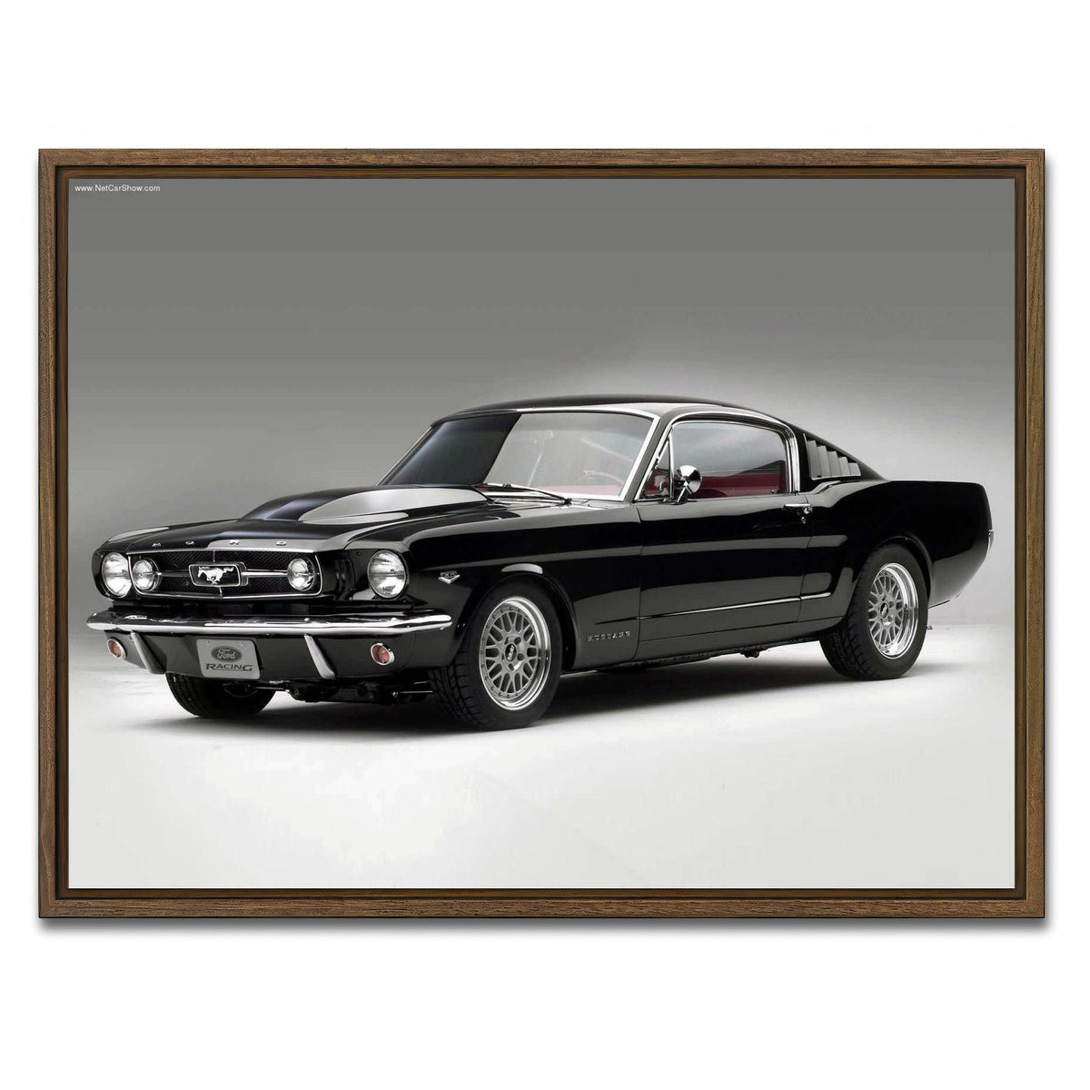 AUTO-MOCKUP WHITE | 1965 Mustang Fastback | 1 Piece | Walnut Framed Canvas | group=4x3