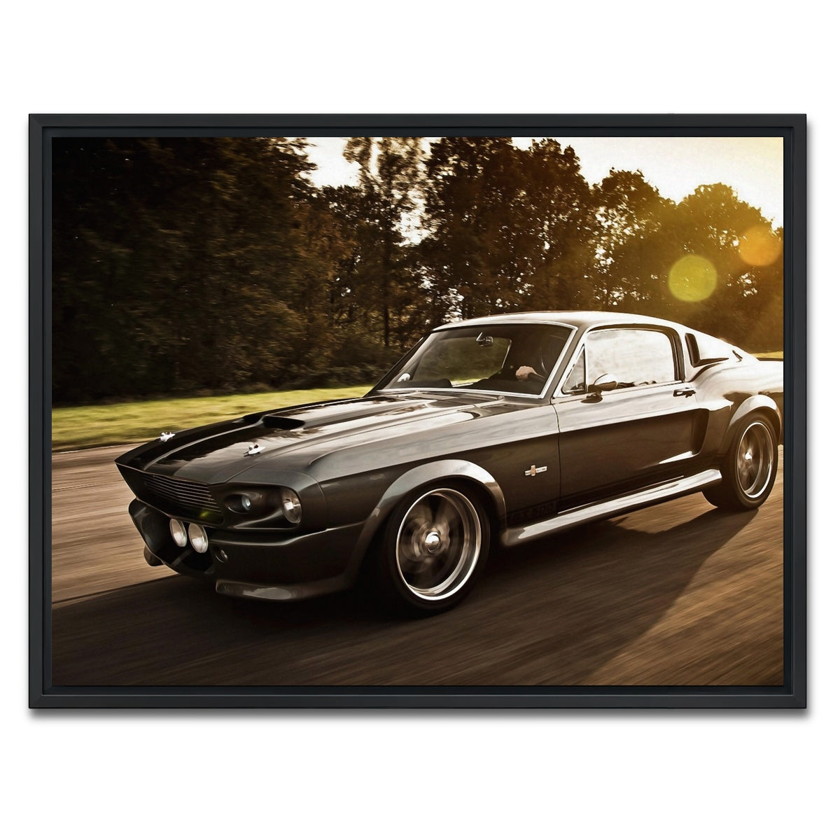 AUTO-MOCKUP WHITE | 1967 Mustang Shelby GT500 Eleanor | 1 Piece | Black Framed Canvas | group=4x3