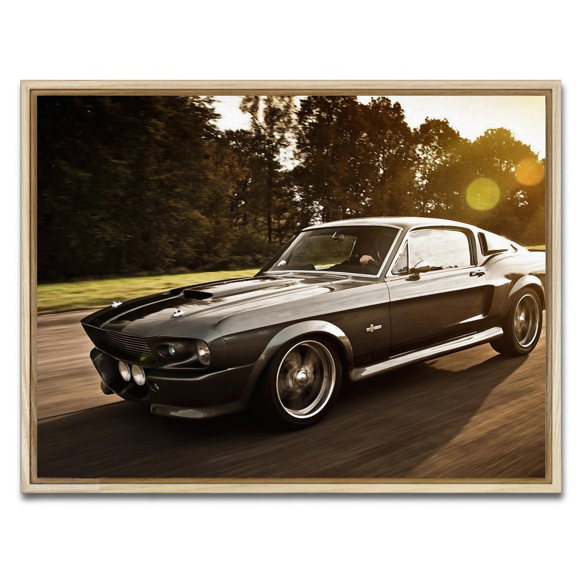 AUTO-MOCKUP WHITE | 1967 Mustang Shelby GT500 Eleanor | 1 Piece | Natural Framed Canvas | group=4x3