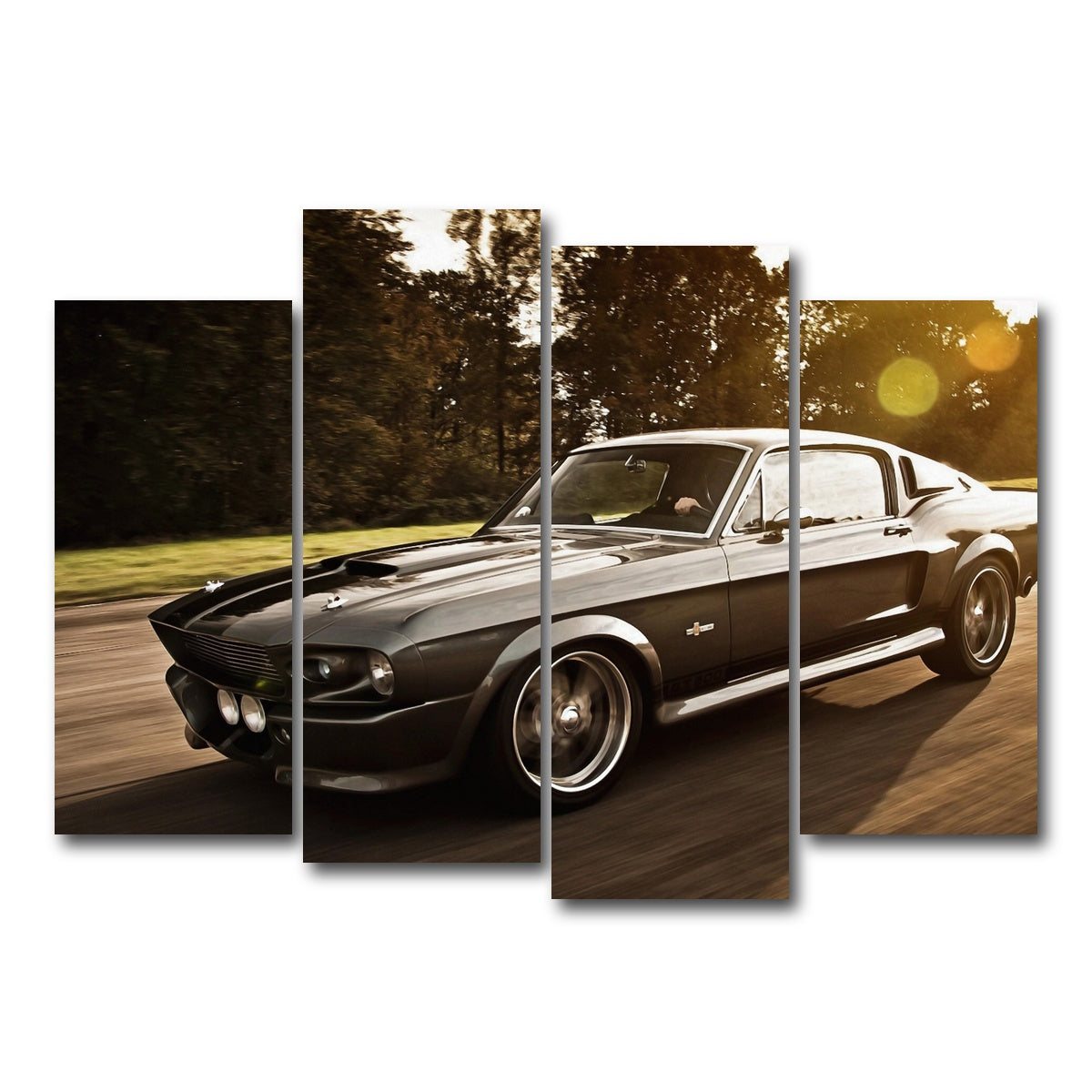 AUTO-MOCKUP WHITE | 1967 Mustang Shelby GT500 Eleanor | 4 Piece | Gallery Wrap Canvas | group=4_normal