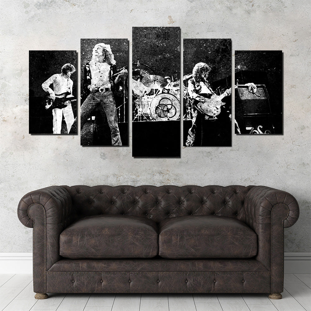 Live Led Zeppelin Grayscale Wall Art