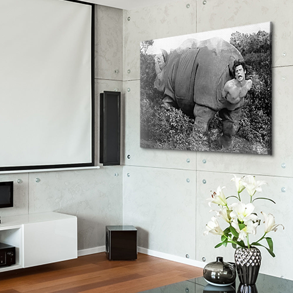 Ace Ventura Rhino Birth - Grayscale Wall Art