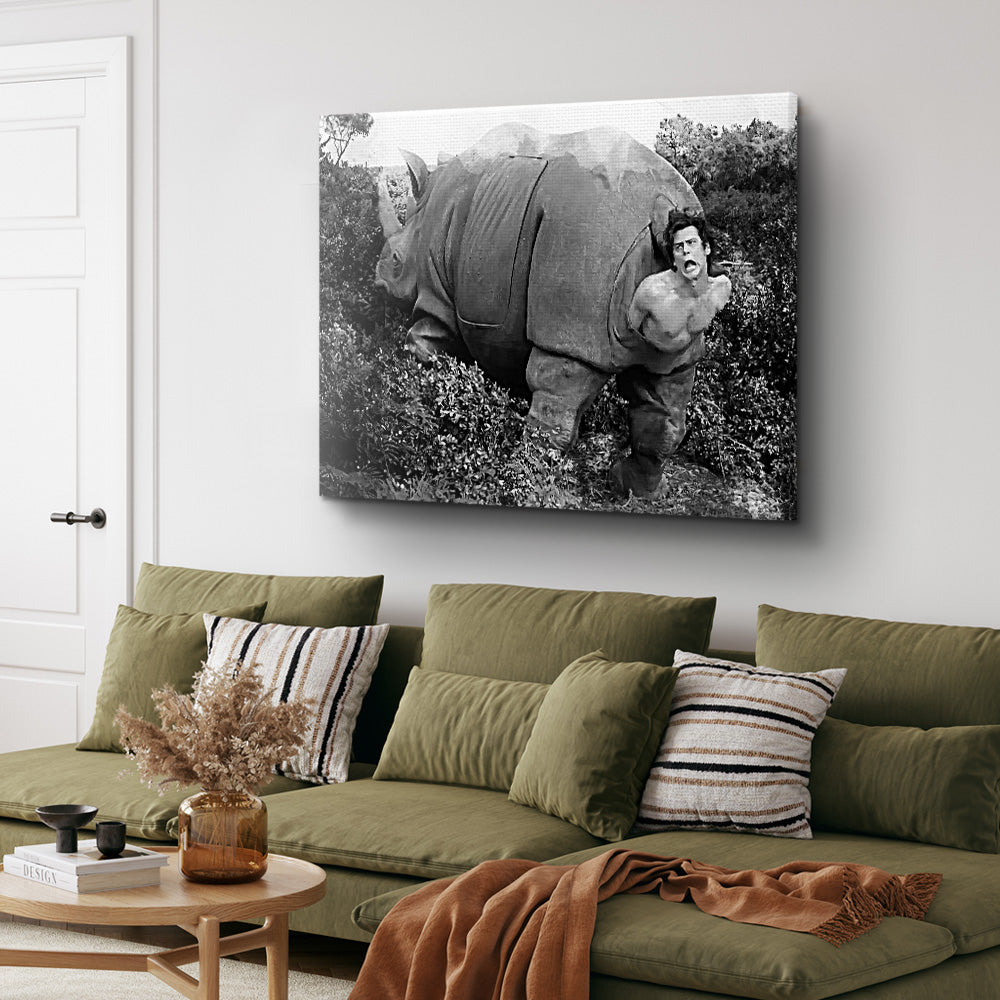 Ace Ventura Rhino Birth - Grayscale Wall Art