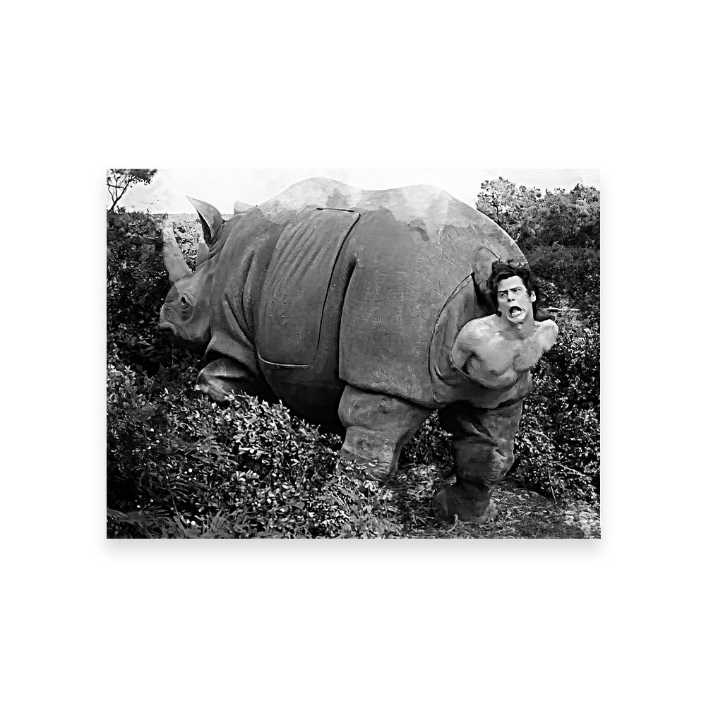 Ace Ventura Rhino Birth - Grayscale Wall Art