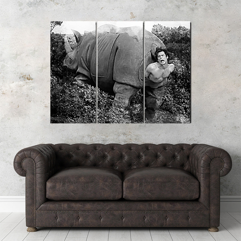 Ace Ventura Rhino Birth - Grayscale Wall Art