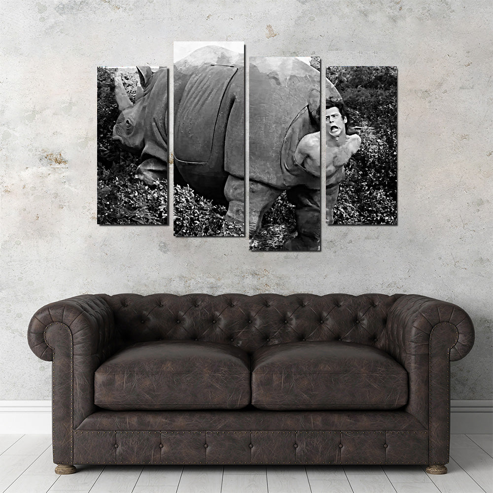 Ace Ventura Rhino Birth - Grayscale Wall Art