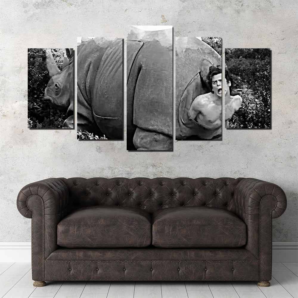Ace Ventura Rhino Birth - Grayscale Wall Art