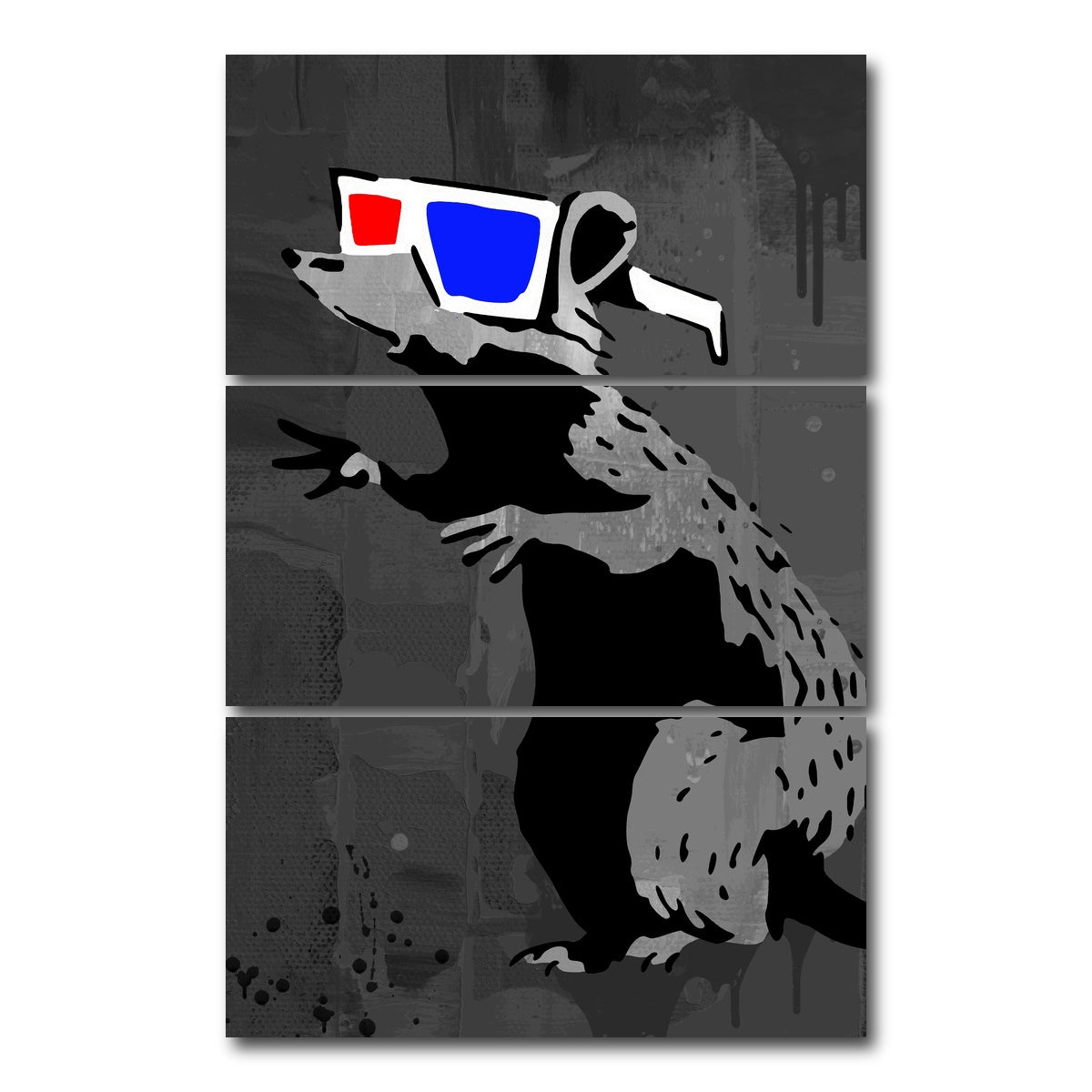 AUTO-MOCKUP WHITE | 3D rat | 3 Piece | Gallery Wrap Canvas | group=12x24_stacked