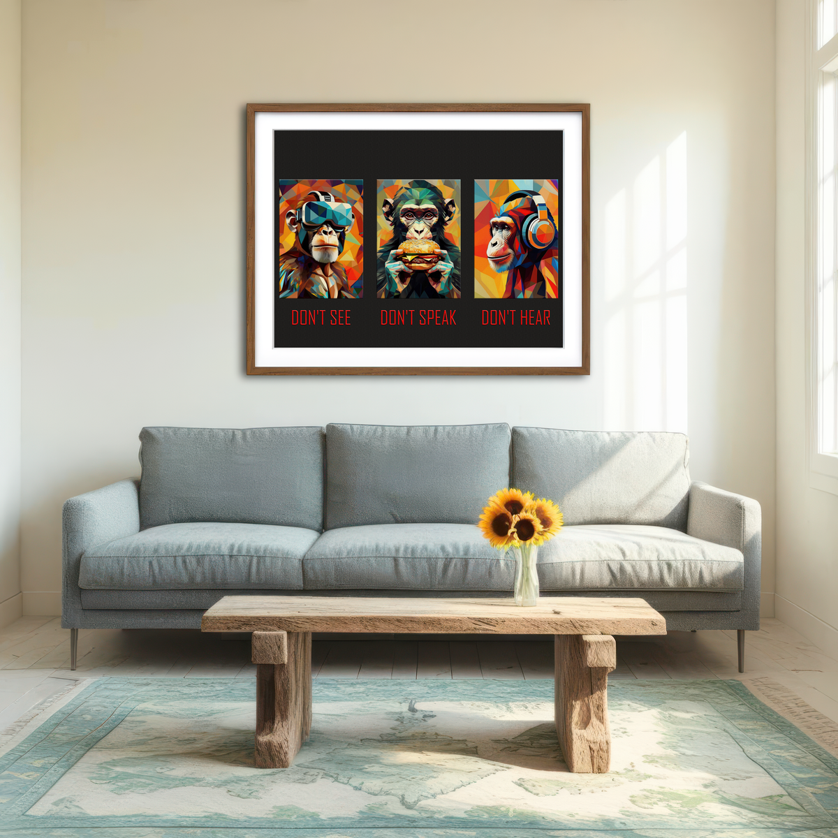 AUTO-MOCKUP ROOM | 3 Wise Monkeys Wall Art
