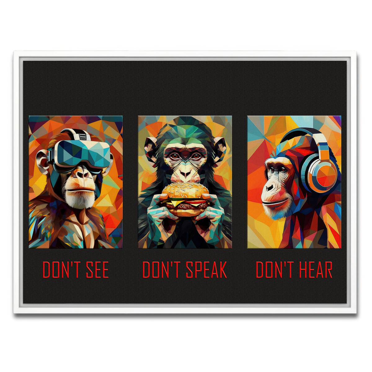AUTO-MOCKUP WHITE | 3 Wise Monkeys | 1 Piece | White Frame | group=4x3