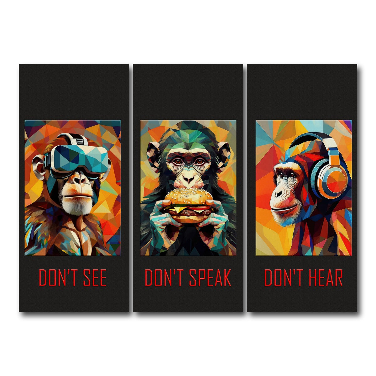 AUTO-MOCKUP WHITE | 3 Wise Monkeys | 3 Piece | Gallery Wrapped | group=8x18
