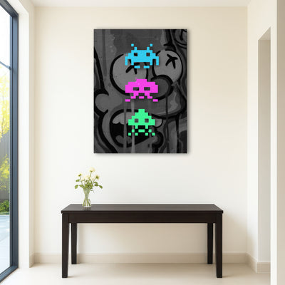 AUTO-MOCKUP ROOM | 3 space invaders graffiti
