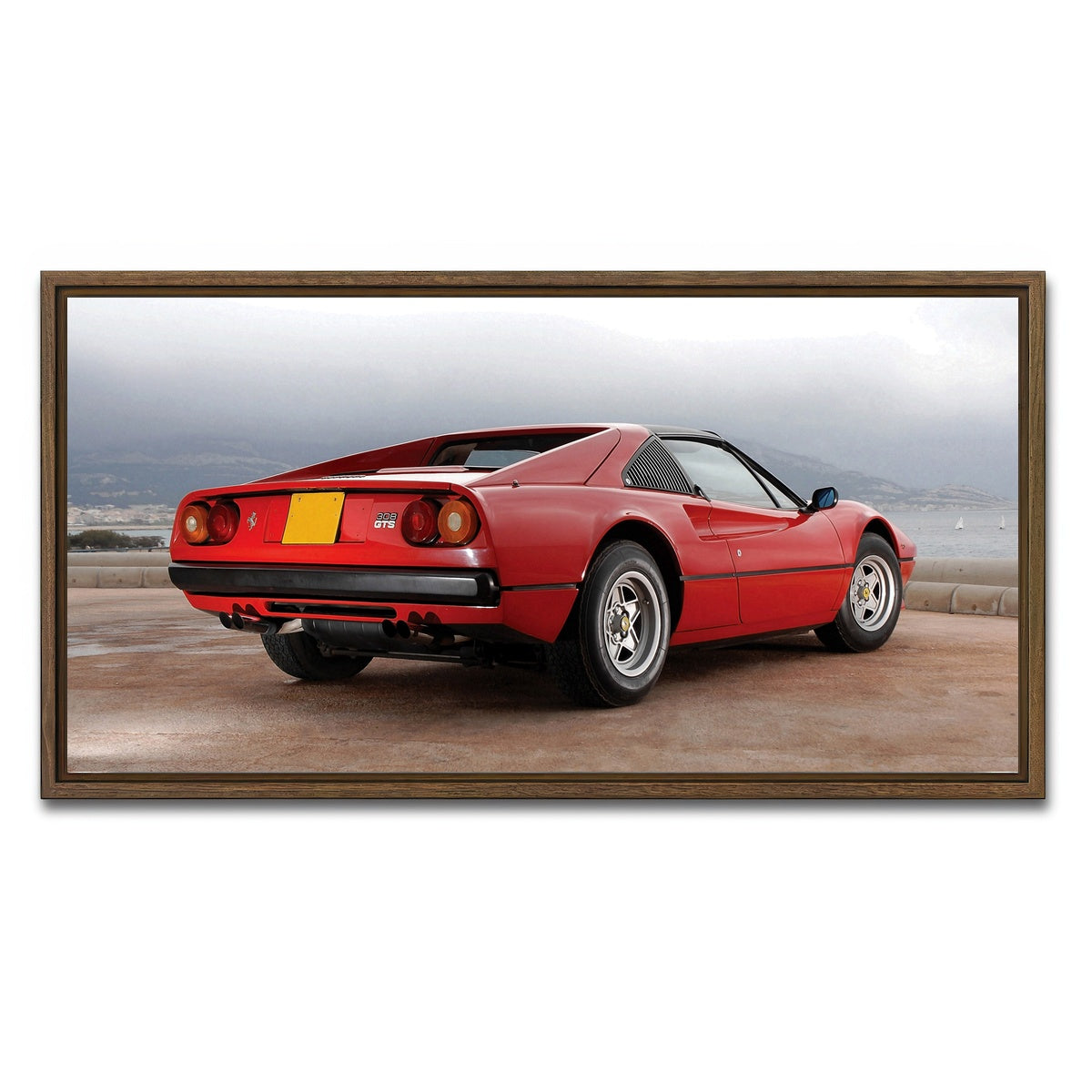 AUTO-MOCKUP WHITE | '77 Ferrari GTS | 1 Piece | Walnut Framed Canvas | group=2x1