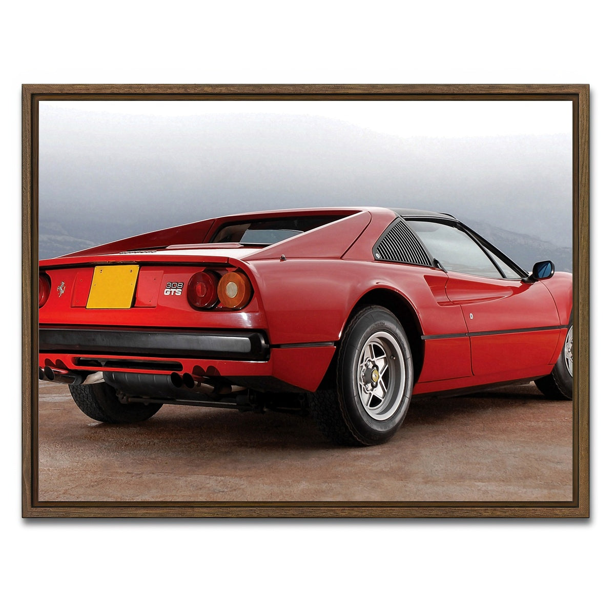 AUTO-MOCKUP WHITE | '77 Ferrari GTS | 1 Piece | Walnut Framed Canvas | group=4x3